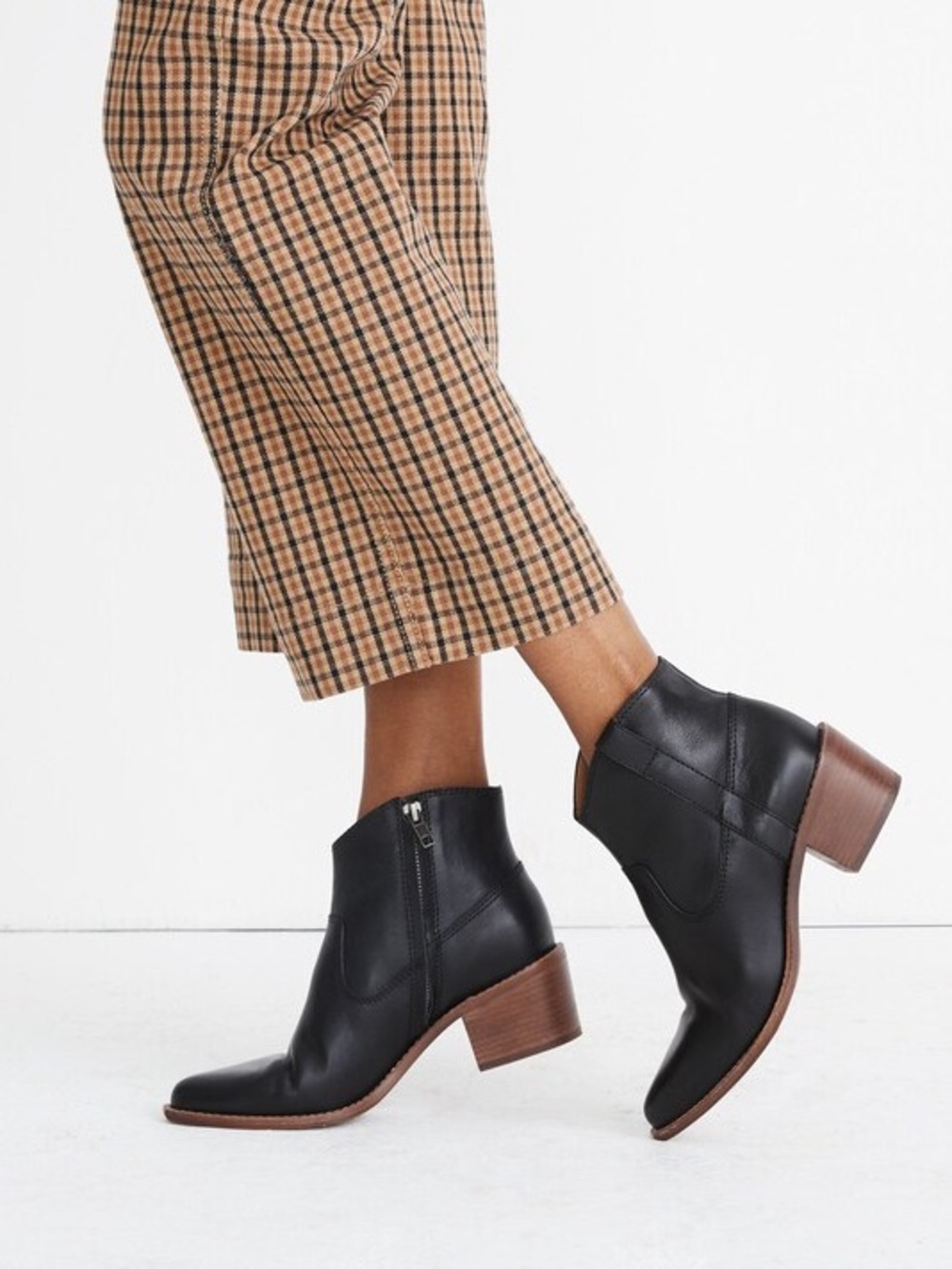 Madewell The Hailie Boot in Leather True Black Size 5 1/2 M $198 AA216